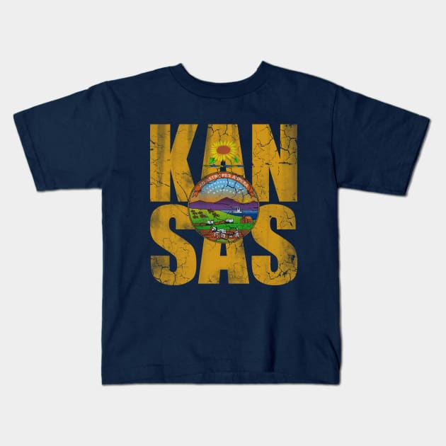 Kansas Flag Stacker Kids T-Shirt by E